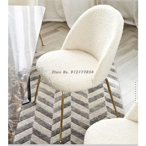 Macaron dining chair simple modern milk tea shop chair small apartment lamb wool chair candy color makeup chair shipping chair