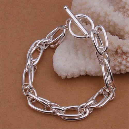 Wholesale men women chain silver plated bracelets noble wedding gift party fashion jewelry Christmas gifts JSHH320