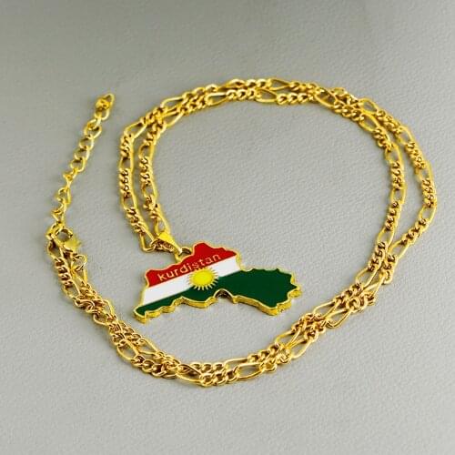 Colorful Map Pendant Necklace kurdistan Maps Necklace Jewelry For Women Men Fashion Gift