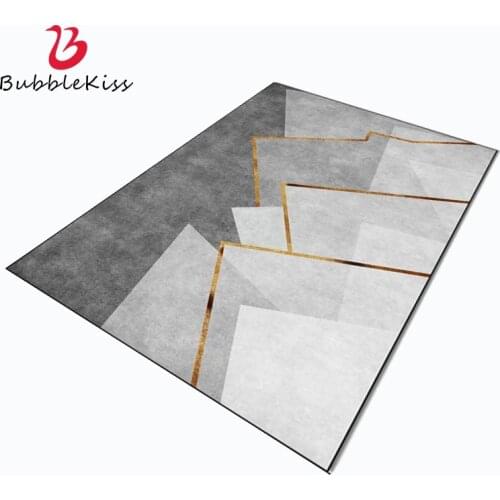 Bubble Kiss Gold Line Carpet for Living Room Grey Geometric Pattern Carpet Non-Slip Bedside Bedroom Area Rugs Home Decor Mats
