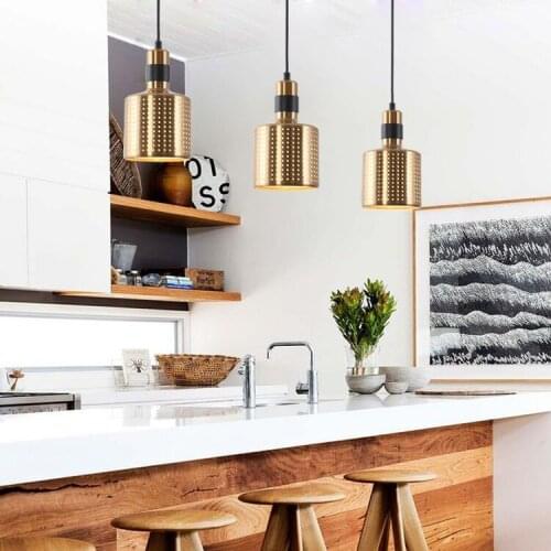 Modern led gold iron pendant light industrial living room restaurant bar bedroom lamp