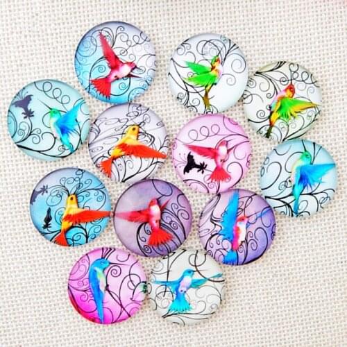 Bird glass mosaic tiles Glass Cabochons Half Round Mosaic Tiles for Crafts Glass mosaic for Jewelry Making