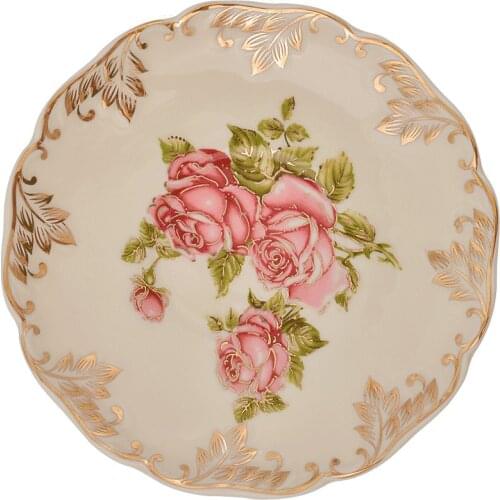 1pcs European food plate fruit Style Porcelain Saucer for Cup Cake Pastry Tray Ceramic Tableware For Steak Dinner Decoration