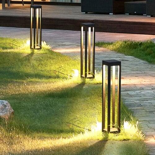 Thrisdar Outdoor Garden Lawn Light Aluminum Pillar Lamp Villa Patio Pathway Bollards Light Waterproof Park Landscape Lawn Lamp
