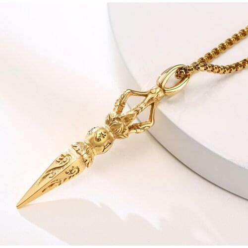 Stainless Steel Tibetan Buddhism Pendant Necklace for Men Jewelry