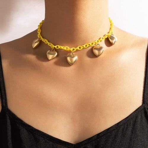 Tocona Edgy Heart Clavicle Chain Choker Necklace for Women Charms Tassel Alloy Metal Party Jewelry Accessories Collar 18120