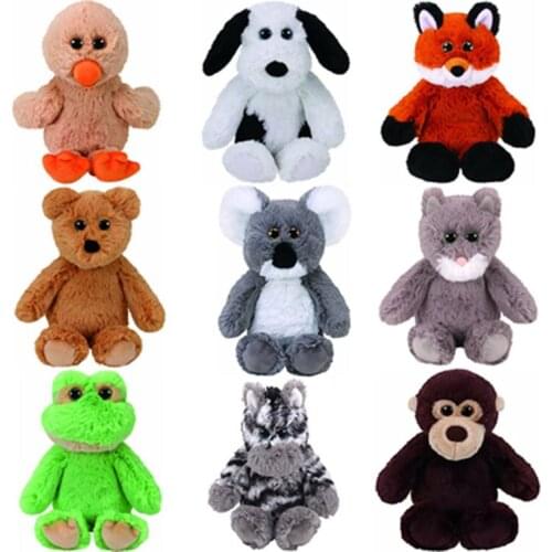 Ty Beanie Boos Stuffed Plush Animal Brown Deer Rabbit Zebra Grizzly Grey Elephant Duck Orangutan Collection Doll Toy Child Gift