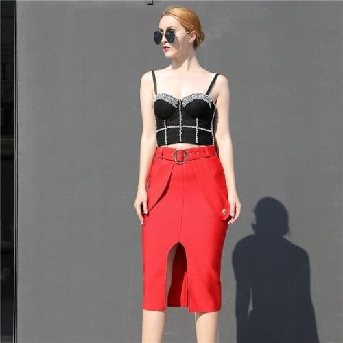 Party Two Piece Set Backless Sexy Beading Top Bandage Skirt Set Elegant Woman 2 Piece Set Women Club Outfits Summer Set Suits