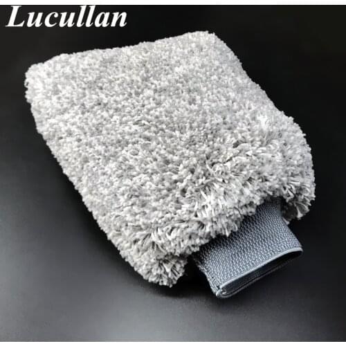 Lucullan Water Proof Car Detailing Mitt Super Soft Long Pile Microfiber Material Gloves For Car Foam Washing