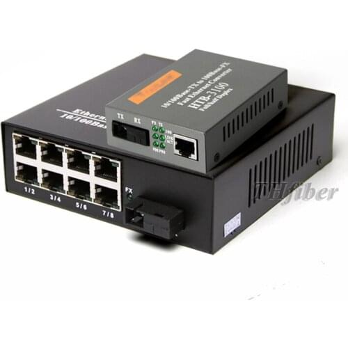 Fiber Optical Media Converter Fiber Transceiver 10/100Mbps RJ45 Single mode Simplex 1 SC 1 RJ45+1 SC 8 RJ45 1 Pair