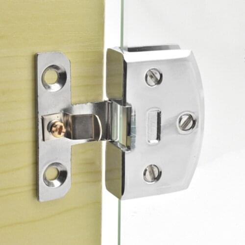 Cabinet Door Clip Display Cabinet Hinge Glass Door Hinge Zinc Alloy Silver Swivel Cupboard Hinges Funiture Hardware