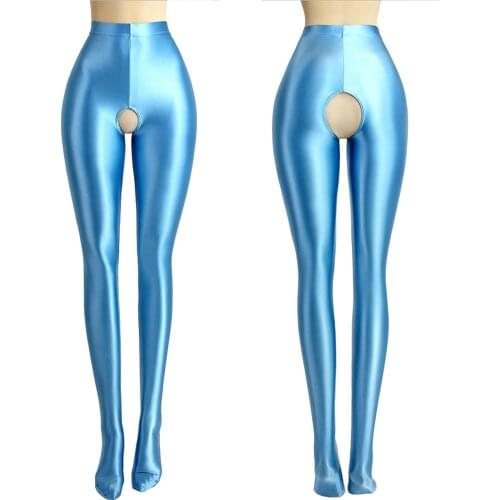 Women Plus Size Tights Pantyhose Wetlook Opaque Sexy High Waist Capris Nylon Spandex Smooth Elastic Oily Shiny Glossy Leggings