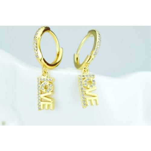 LOVE word earrings Love womens earrings earrings jewelry earrings letter earrings jewelry micro-Pave