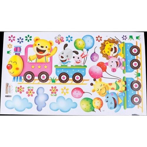 Animals DIY Train Wall Sticker for Kids Baby Room Nursery Home Decor Mural Art