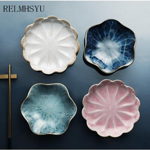 2PC RELMHSYU Nordic Style Matte Ceramic Seasoning Dish With Handle Vinegar Soy Sauce Dish Tableware