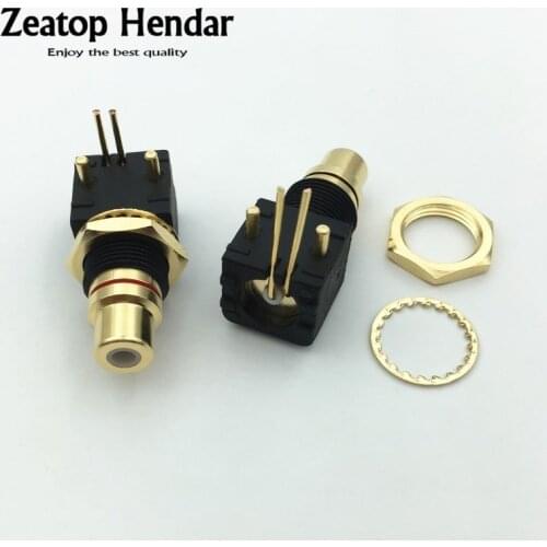 10Pcs HIFI Copper Gold Plated RCA Terminal Female Jack PCB Socket Connector Audio Terminal Plug 90 Degree Welding Red & Black