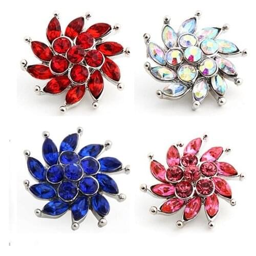 10PCS/LOT Wholesale Snap Button Bracelet&Bangles Rhinestone Bloom Button Bracelet For Women 18mm Snap Button Jewelry