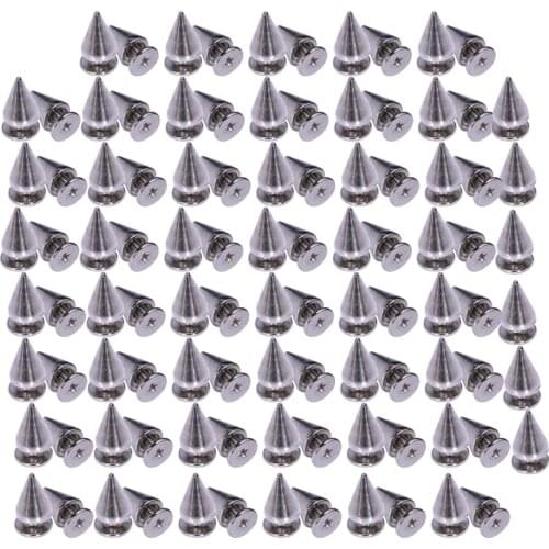 100pcs/set 9.5mm Silver Cone Spikes Screwback Studs DIY Craft Cool Rivets Punk