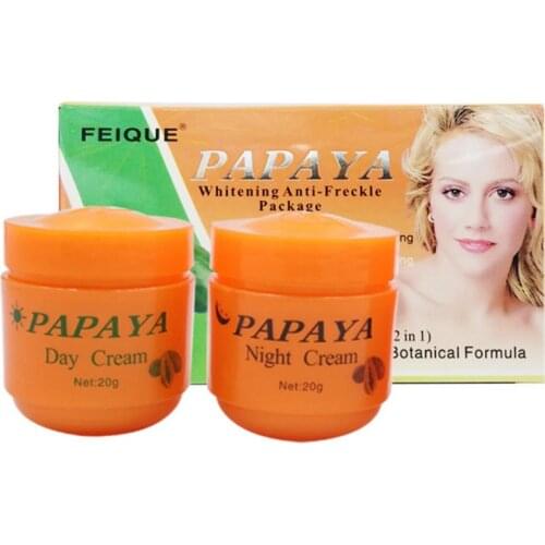 2PCS/Lot Papaya Whitening Creams Set Moisturizing Dilute Freckles Lightening Pigment Face Whitening Essence
