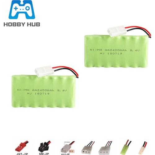 2400mah 8.4v Rechargeable Battery For RC Toy Car Boat Gun Tank Truck Trains AA NiMH 8.4v 2400mah Batteries Pack For Rc Boat 2pcs