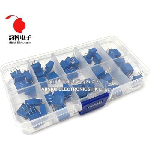 50Pcs/Lot 3296W Multiturn Trimmer Potentiometer Kit High Precision 3296 Variable Resistor 500R 1K 2K 5K 10K 20K 50K 100K 200K 1M