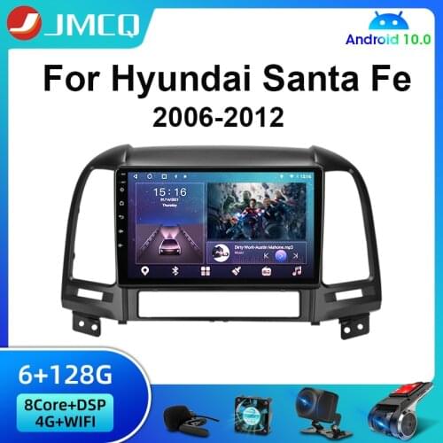 JMCQ Android 10 DSP 4G+64G Car Radio Multimedia Player For Hyundai Santa Fe 2 2006-2012 Navigation GPS 2 Din Split Screen DVD
