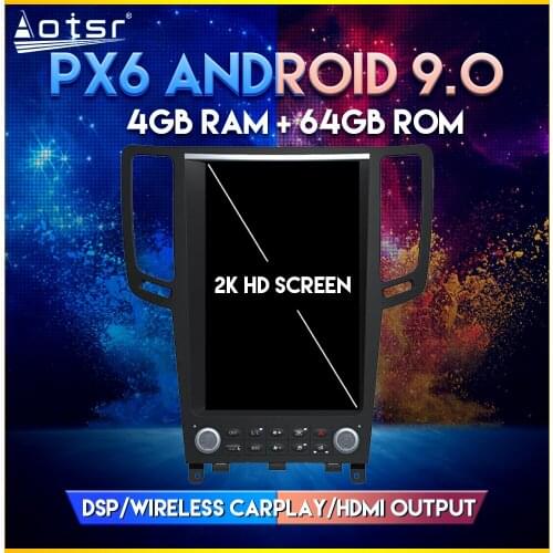 Car GPS Radio For Infiniti GX G37/G25/G35 2008-2014 Android 9.0 Tesla style Vertical screen GPS Navigation Player DSP CARPLAY