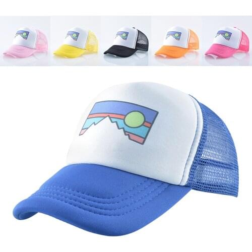 Boy and Girl Cartoon Sunrise Childlike Color Baseball Cap Summer Breathable Mesh Student Sun Protection Hat