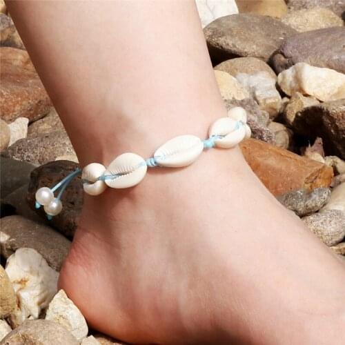 Bohemian Natural Shell Anklets for Women Cowrie Charm Conch Ocean Beach Seashell Foot Chain Jewelry Summer Barefoot Ankle on Leg