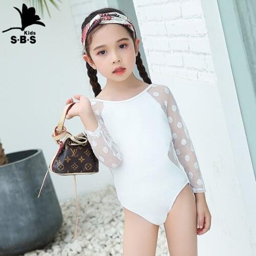 Childrens Summer Swimsuit Girl Lace Long Sleeve Cute Sexy Backless Beach Catwalk Swimsuit Baby Girl Swimwear