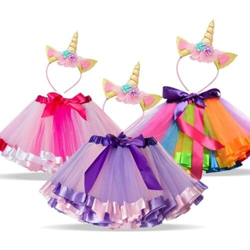 Unicorn Sets Princess Girls Clothes Summer Unicorn Rainbow tutu Skirt for Baby Girl Birthday Party Clothing Size 1 3 5 8 Years