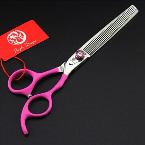 Purple Dragon 7 inch Pink Black Thinning Pet Shears Dog Hair Scissors Clipper for Dogs Professional Grooming Tool for Dog Cat