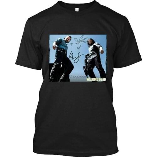 THONYURWIN The Walking Dead Rick Grimes Daryl Dixon Andrew TV Cast Signed Autograph Tee T-Shirt for Men Women