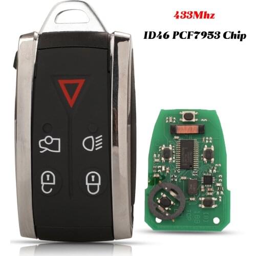 Jingyuqin 5 Buttons 433Mhz Remote Smart Car Key ID46 PCF7953 Chip Fob For Jaguar XF XF XFR XK XKR 2009 2010 2011 2012 2013