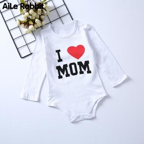 Autumn Long Sleeved Clothing Baby Romper Shorts Romper Girl Boy Universal Letters Heart-shaped I Love Mom k1