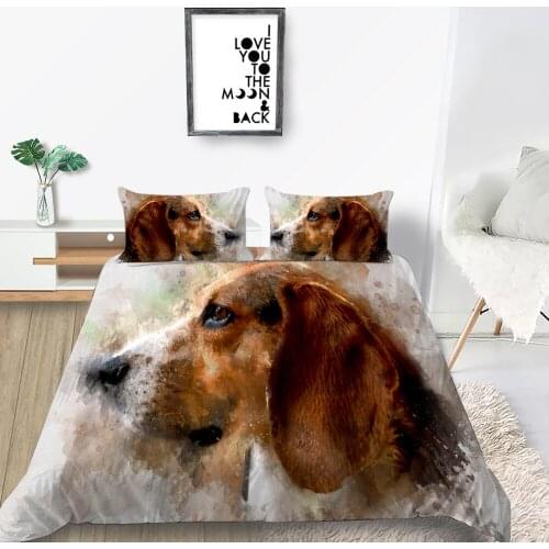 King Size Bedding Set Dog Artistic Fashionable Creative Duvet Cover Queen Twin Full Single Double Unique Design Bed Set