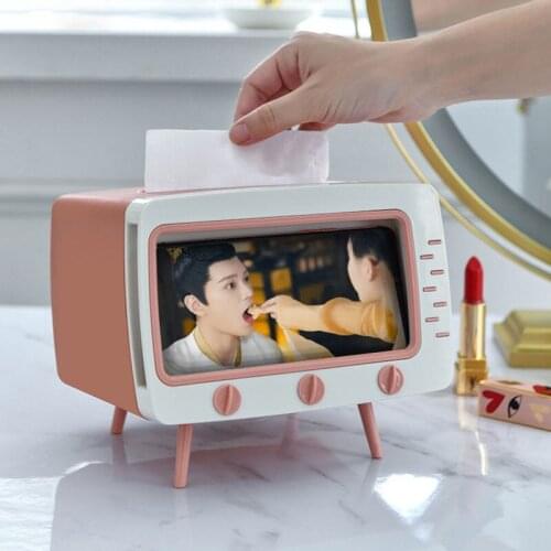 Creative TV Tissue Box Desktop Paper Dining bar Holder Dispenser Storage Napkin Case Organizer Multifunction Mobile Phone Holder