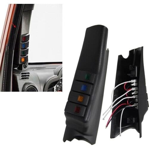 1 Piece Left Side A-Pillar Switch Pod Panel, 4 Rocker Switches Kit for Jeep Switch Panel, For Jeep Wrangler JK JKU 2007-2016