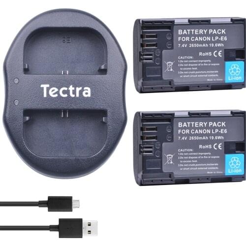 2PCS LP-E6 LP E6 LP-E6N Li-ion Camera Battery +USB Dual Charger for Canon EOS 6D 5D Mark III 5D Mark II 7D 60D and Canon LC-E6E