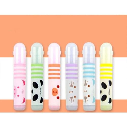 48 pcs/lot Cartoon Panda Cat Animals Highlighter Mini 6 colors Drawing marker pens office school writing supplies