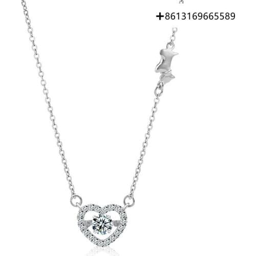 Fashion 925 silver exquisite Yue moving heart-shaped necklace simple temperament collarbone chain female lovers to send gifts