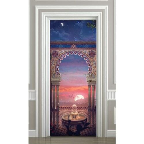 Wholesales Door Mural Sunset Archway Wall Door Sticker DIY Self-adhesive Waterproof Wallpaper Poste for Home Decoration Gift