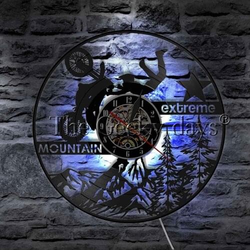 Mountain Extreme Sport Motocross Motorbike Show Vinyl Record Wall Clock Motorcycle Decorative Lighting LED Hanging Lamp