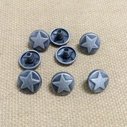 New 50PCS 9.5MM Antique Silver Round Star Studs Rivet Punk Bottom Star Studs Spike Shoes Belt Bag Accessorie Leather Craft