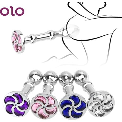 OLO Erotic Metal Anal Plug Butt Stimulation Sex Toys For Woman Men Moon Shape Jewelry Prostate Massager Anal Sex Toys Butt Plug