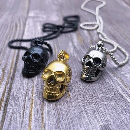 Punk Trendy Skull Men Necklace Long Chain Necklaces for Men Boys Hip Hop Halloween Jewelry Boyfriend Gift Collier Femme BFF
