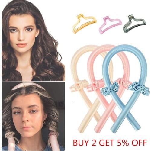 Heatless Curling Rod Curls Headband Lazy No Heat Curler Hair Accessories Set Silk Ribbon Sleeping Curly Hair Styling Tools