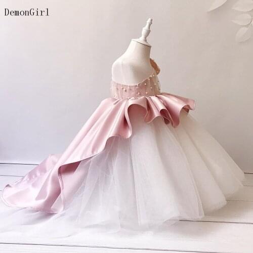 Puffy Little Princess Dress Layers Tulle Pearls Kid Christening Dresses Ball Gown Baby Girl Dress Vestidos