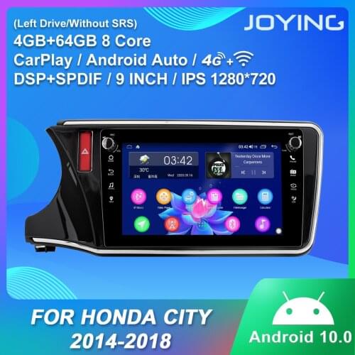 JOYING Android10.0 Head Unit 9inch Car Radio Stereo 1280*720 Bluetooth With GPS Rear Camera For Honda City 2014-2018(Left drive)