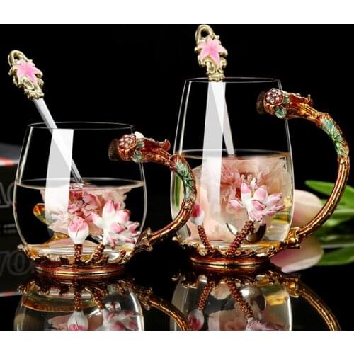 Luxury Crystal Glass Cup with Lid and Spoon Creative High Capacity Coffee Mug Nordic Luxury Cup Coffee Canecas Drinkware DA60BL